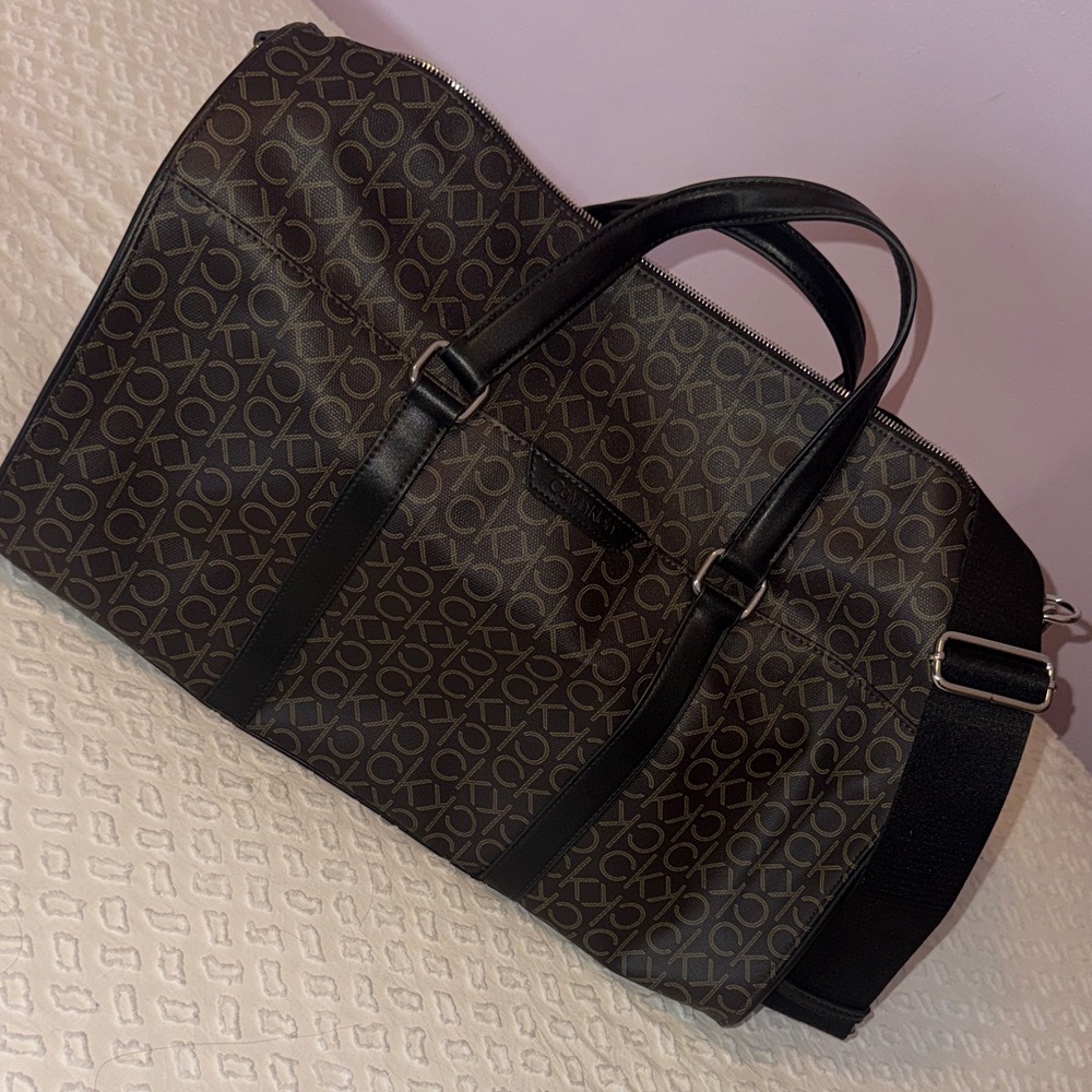Calvin Klein Monogram Black and Brown Duffel Bag